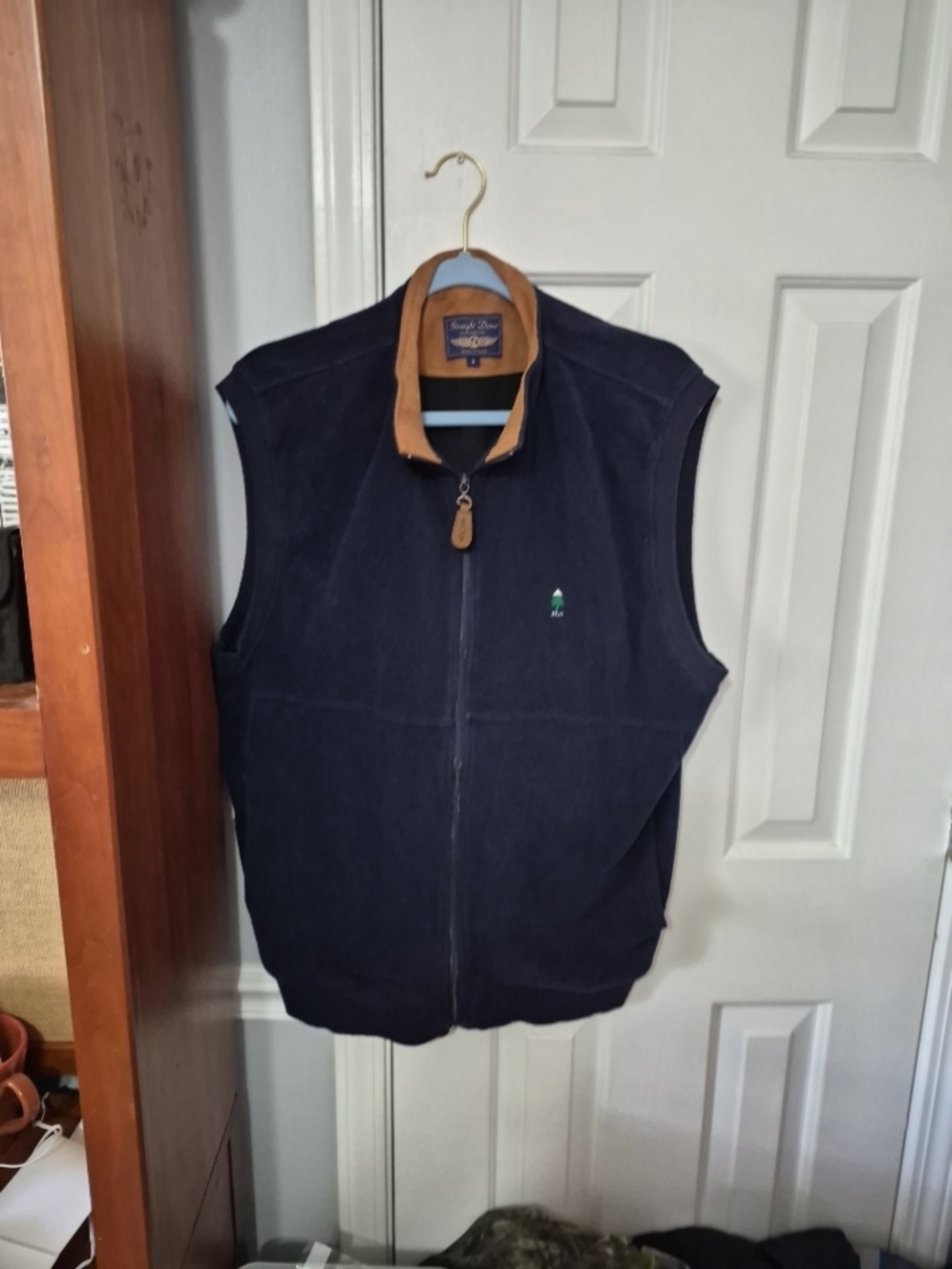 Men's Navy Vest with Tan Collar by Ralph Lauren-Style